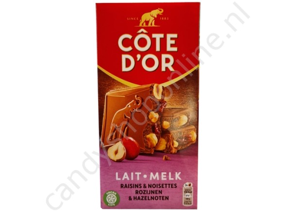 Côte d'Or Melkchocolade met Hazelnoten & Rozijnen 180gr.