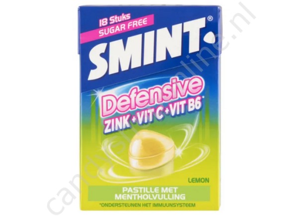 Smint Defensive Pastilles Lemon Suikervrij Fliptop box 18pcs. 2 stuks