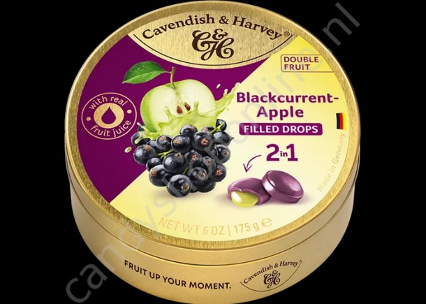Cavendish & Harvey Double Fruit Drops Blackcurrant with Apple filling 175gr.
