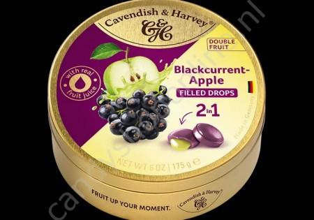 Cavendish & Harvey Double Fruit Drops Blackcurrant with Apple filling 175gr.