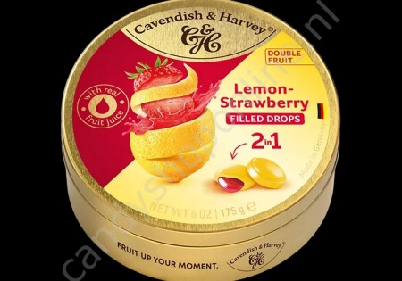 Cavendish & Harvey Double Fruit Drops Lemon with Strawberry filling 175gr.