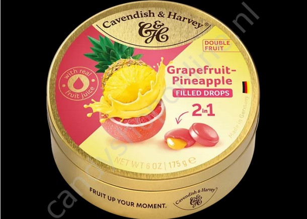 Cavendish & Harvey Double Fruit Drops Grapefruit with Pineapple filling 175gr.