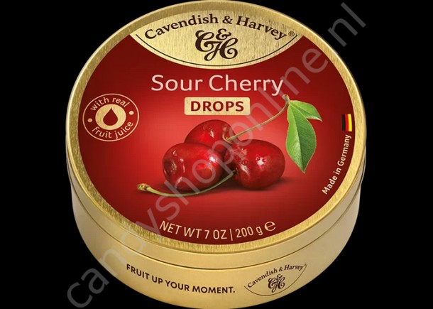 Cavendish & Harvey Sour Cherry Drops with real Fruit Juice 200gr.