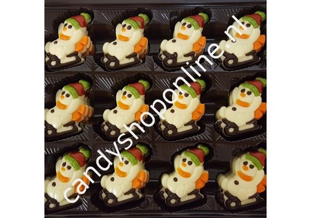 Sneeuwpop op slee wit Bakje 7 stuks