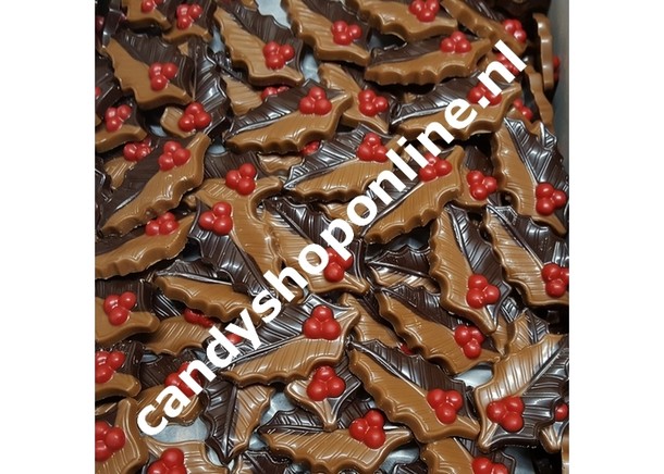 Hulstblaadjes melk/puur Bakje 17 stuks