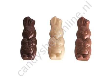 Tosca Platte Chocolade Haasjes Assorti bakje 9 stuks