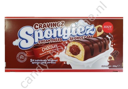 Cravingz Spongiez Chocolate flavoured sponge cake with cream filling 225gr.