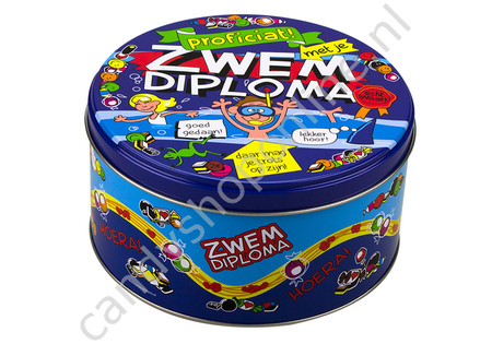 Snoeptrommel Proficiat met je zwemdiploma 500gr.