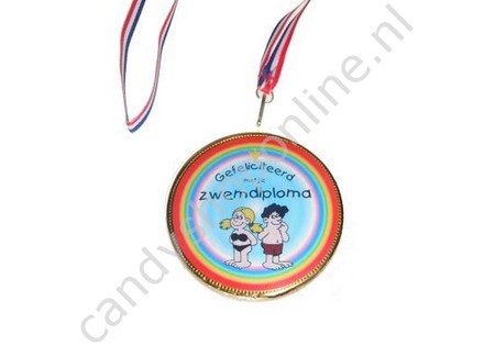 Chocolade Medaille Gefeliciteerd Met Je Zwemdiploma