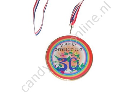 Chocolade Medaille Hartelijk Gefeliciteerd 30