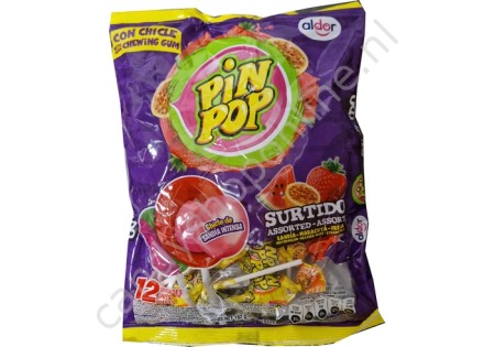Aldor Pin Pop Chewing Gum Surtido (watermelon, passion fruit, strawberry) 12pcs. 192gr.