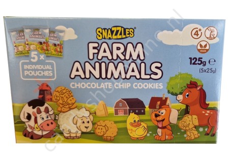 Snazzles Farm Animals Chocolate Chip Cookies 125gr.